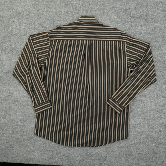 Cinch Shirt Mens Large Brown Blue Striped Western Button Front Cotton Casual - Picture 5 of 8